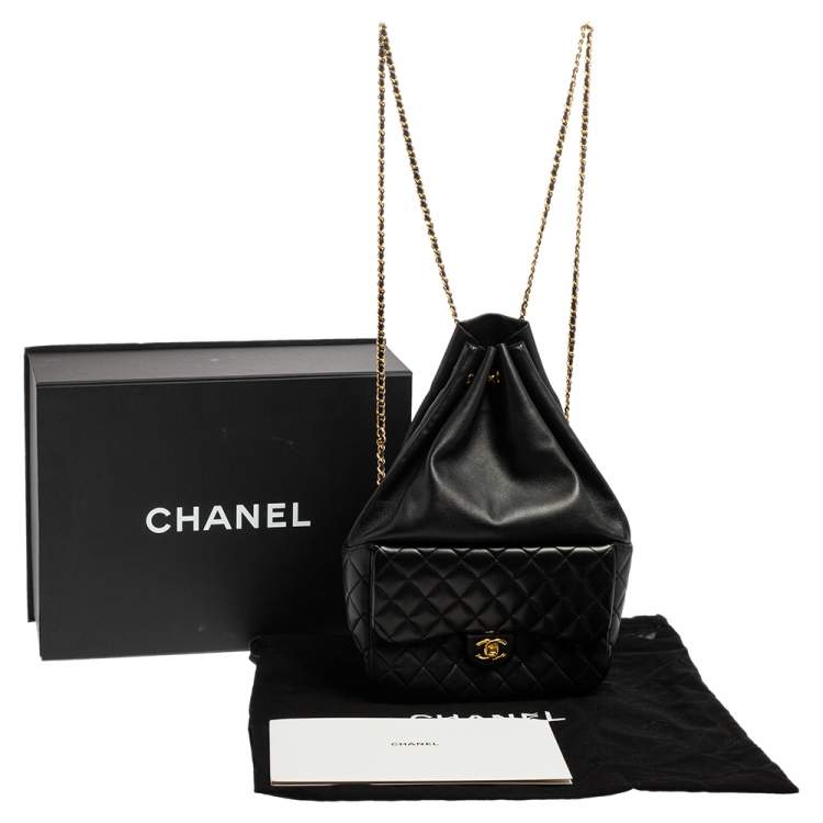Pre Owned Chanel Black Quilted Leather Large In Seoul Backpack