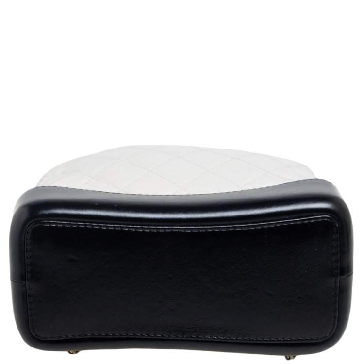 Pre Owned Chanel White/Black Quilted Aged Leather Gabrielle Backpack