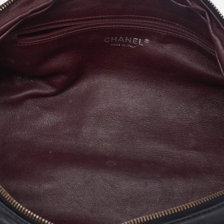 Pre Owned Chanel Black Leather Chain Trim Luxe Ligne Bowler Boston Bag