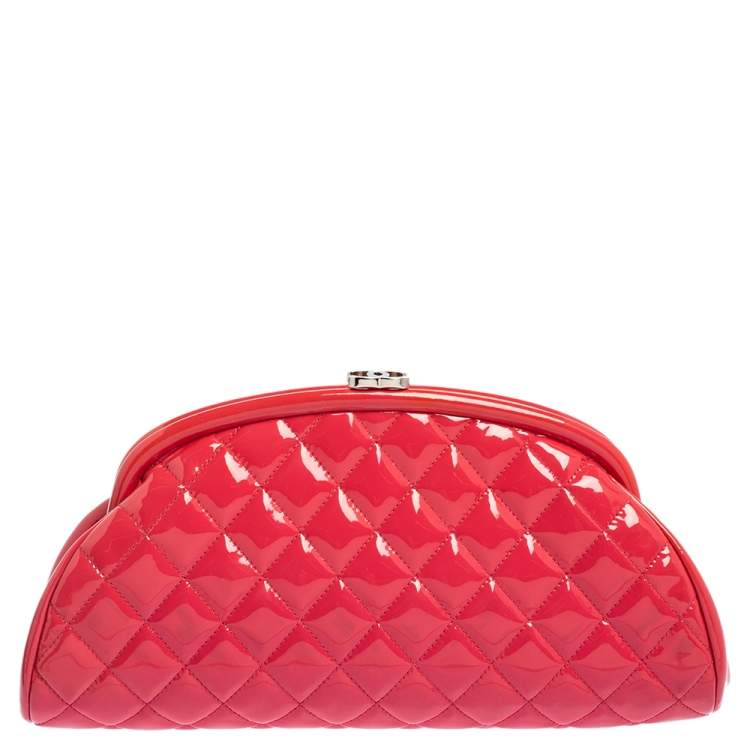 Chanel Pink Quilted Patent Leather Timeless Clutch Chanel