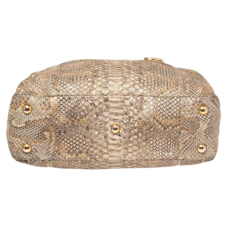 Pre Owned Chanel Beige/Gold Python CC Chain Hobo