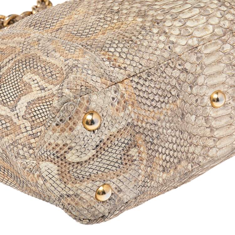 Pre Owned Chanel Beige/Gold Python CC Chain Hobo