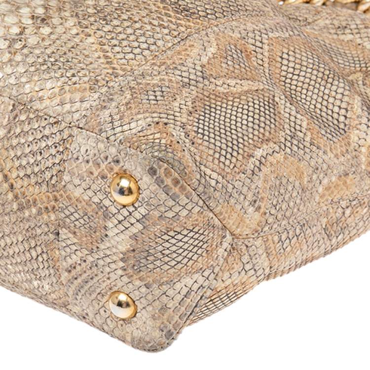 Pre Owned Chanel Beige/Gold Python CC Chain Hobo