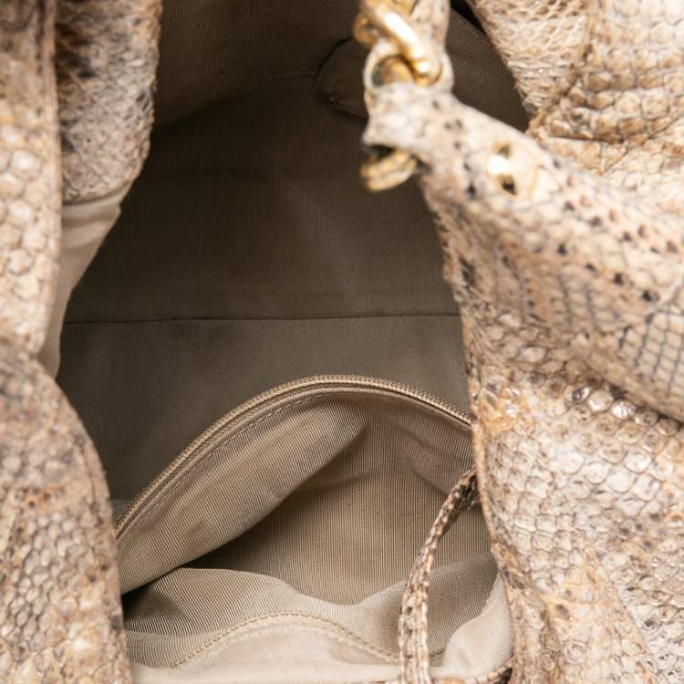 Pre Owned Chanel Beige/Gold Python CC Chain Hobo