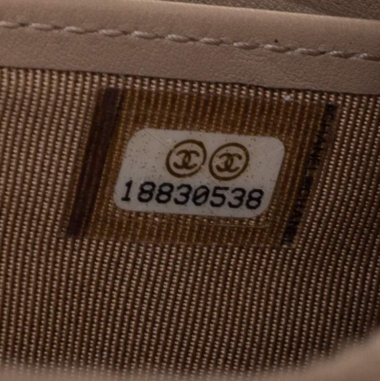 Pre Owned Chanel Beige Python Zip Around Wallet