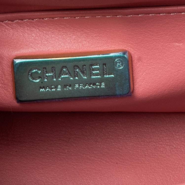 Pre Owned Chanel Pink Python Small Valentine Classic Single Flap Bag