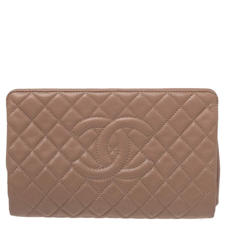 Chanel Beige Quilted Caviar Leather CC Jumbo Clutch Chanel | The Luxury  Closet