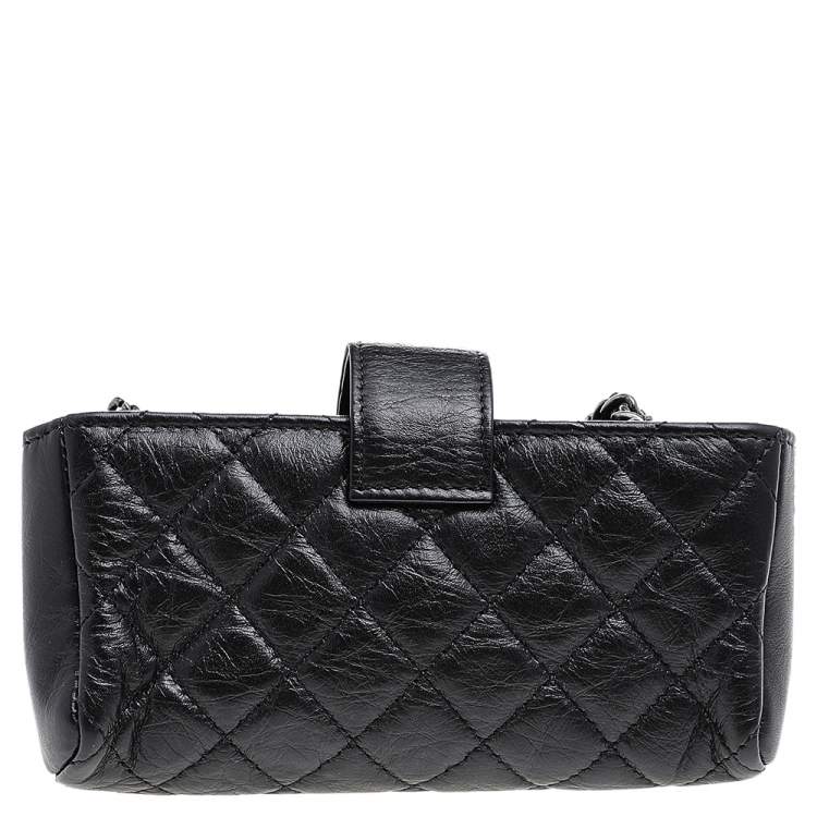 Pre Owned Chanel Black Quilted Leather Reissue Chain Phone Pouch