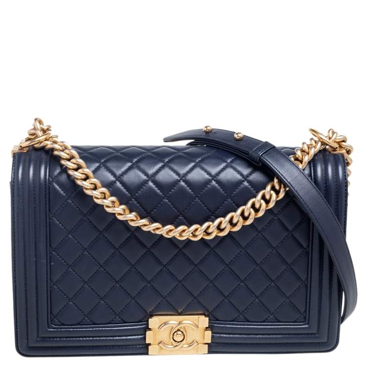 Chanel Navy Blue Quilted Leather New Medium Boy Flap Bag Chanel | The  Luxury Closet
