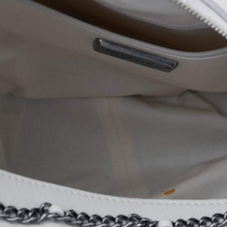 Pre Owned Chanel White Quilted Caviar Leather Outdoor Hobo