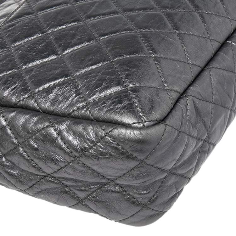Pre Owned Chanel Silver Metallic Quilted Calfskin Large Reissue Camera Bag