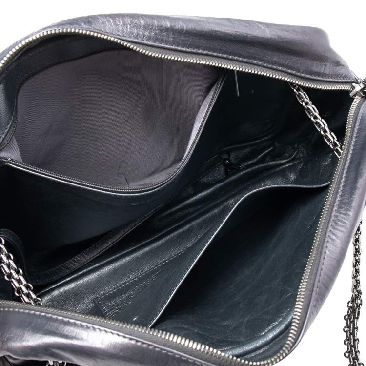 Pre Owned Chanel Silver Metallic Quilted Calfskin Large Reissue Camera Bag