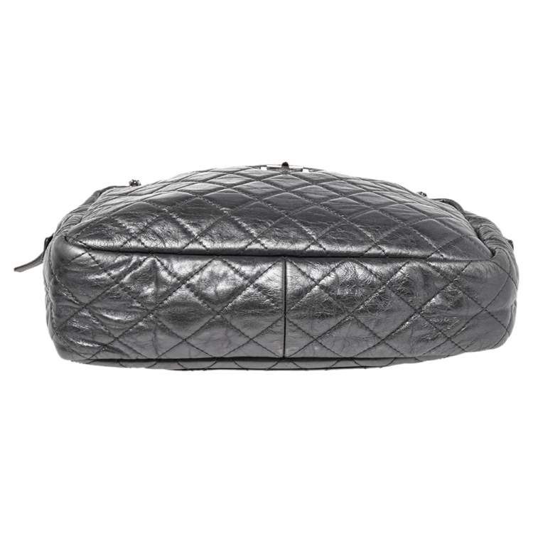Pre Owned Chanel Silver Metallic Quilted Calfskin Large Reissue Camera Bag