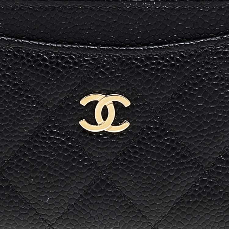 Pre Owned Chanel Black Quilted Caviar Leather Classic Card Holder