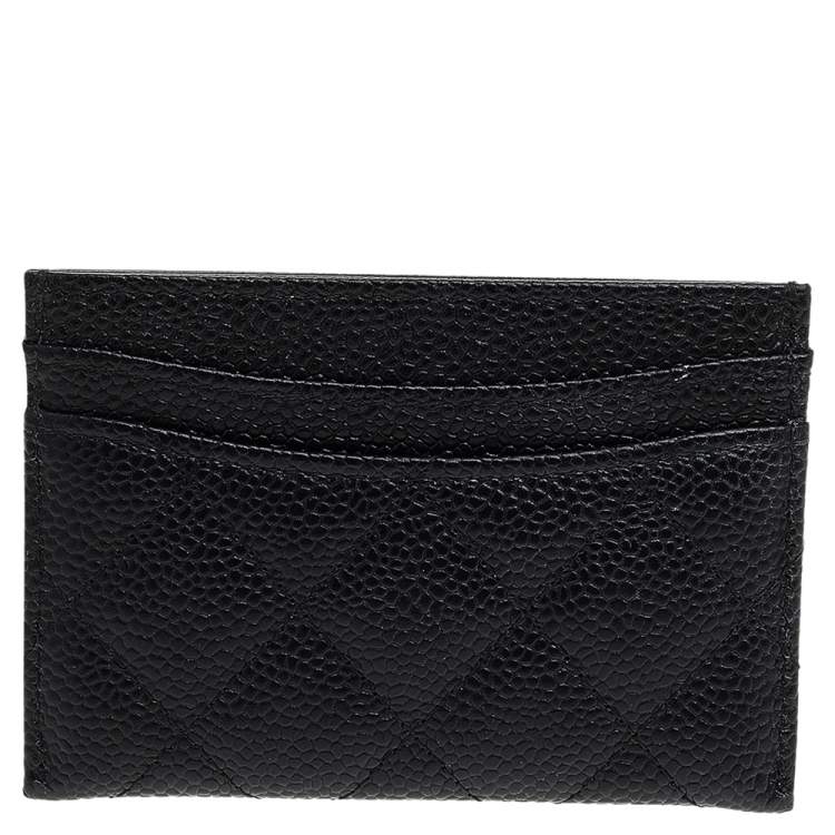 Pre Owned Chanel Black Quilted Caviar Leather Classic Card Holder