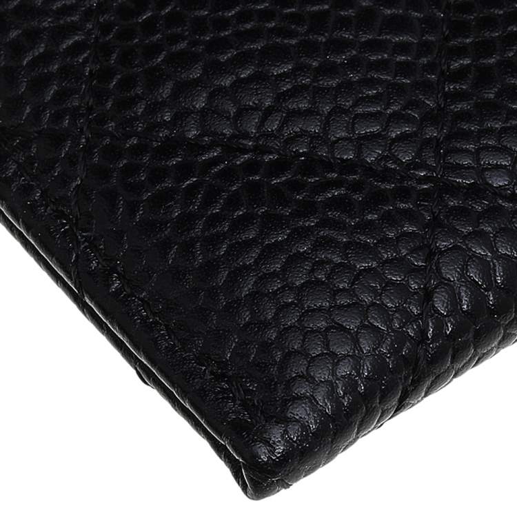 Pre Owned Chanel Black Quilted Caviar Leather Classic Card Holder