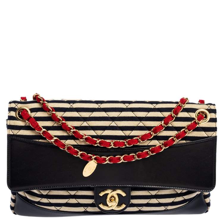 Chanel Tricolor Striped Jersey and Leather Jumbo Coco Sailor Flap Bag  Chanel | The Luxury Closet
