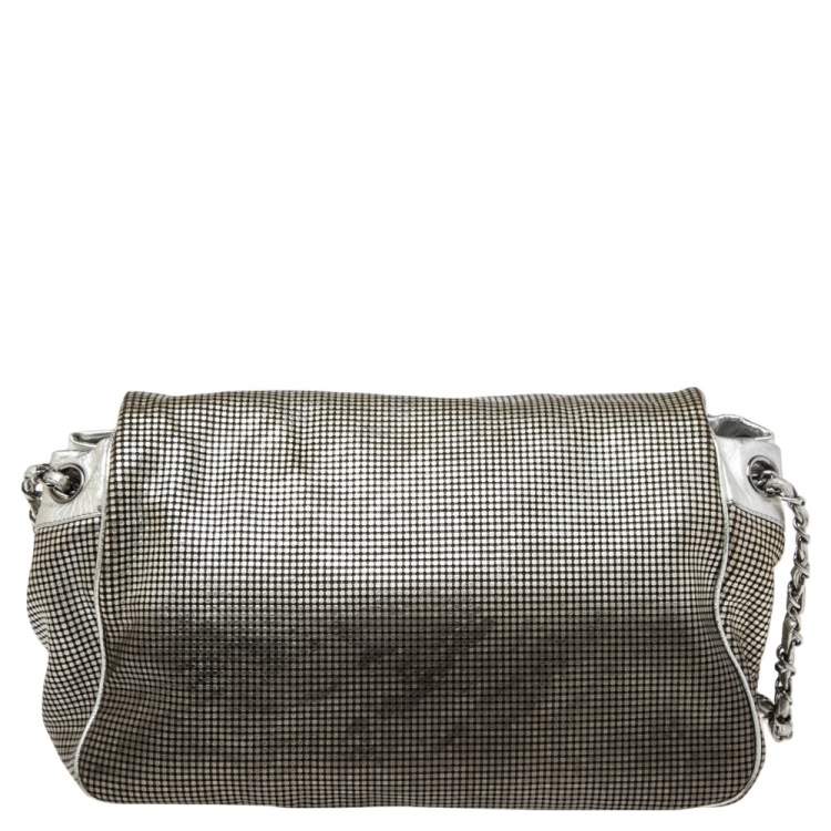 مملوكة مسبقًا Chanel Silver Perforated Leather Hollywood Accordion Flap Bag