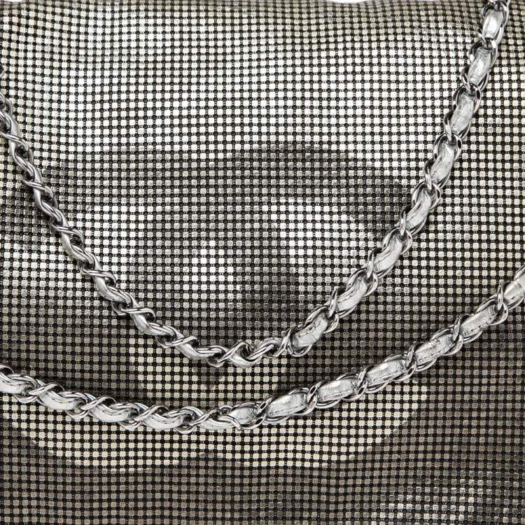 مملوكة مسبقًا Chanel Silver Perforated Leather Hollywood Accordion Flap Bag