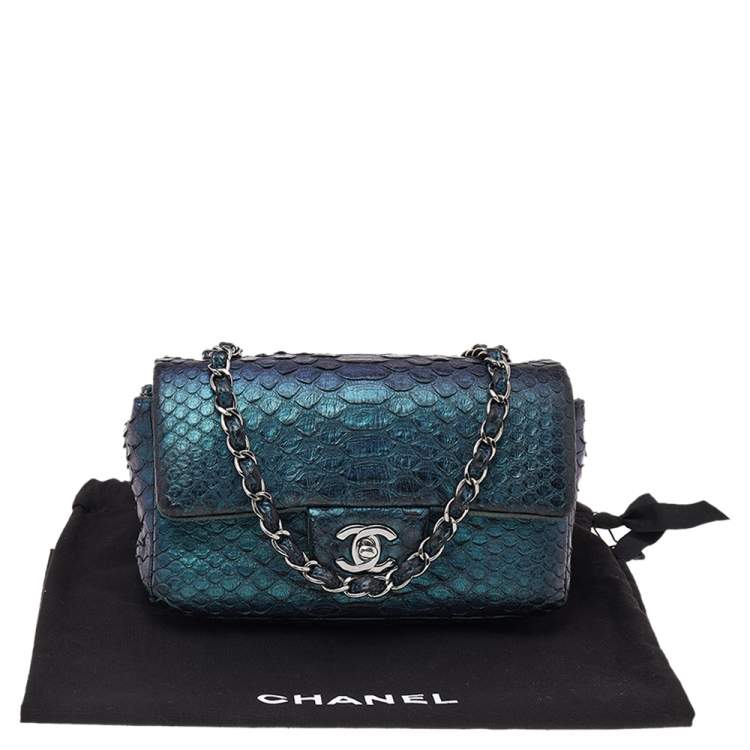Pre Owned Chanel Iridescent Python Small Classic Single Flap Bag