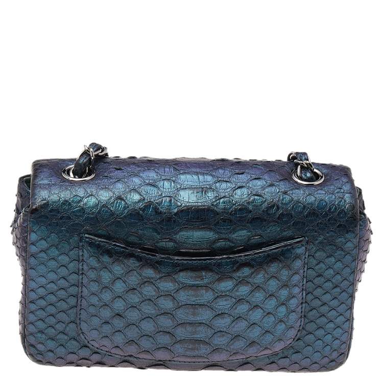 Pre Owned Chanel Iridescent Python Small Classic Single Flap Bag