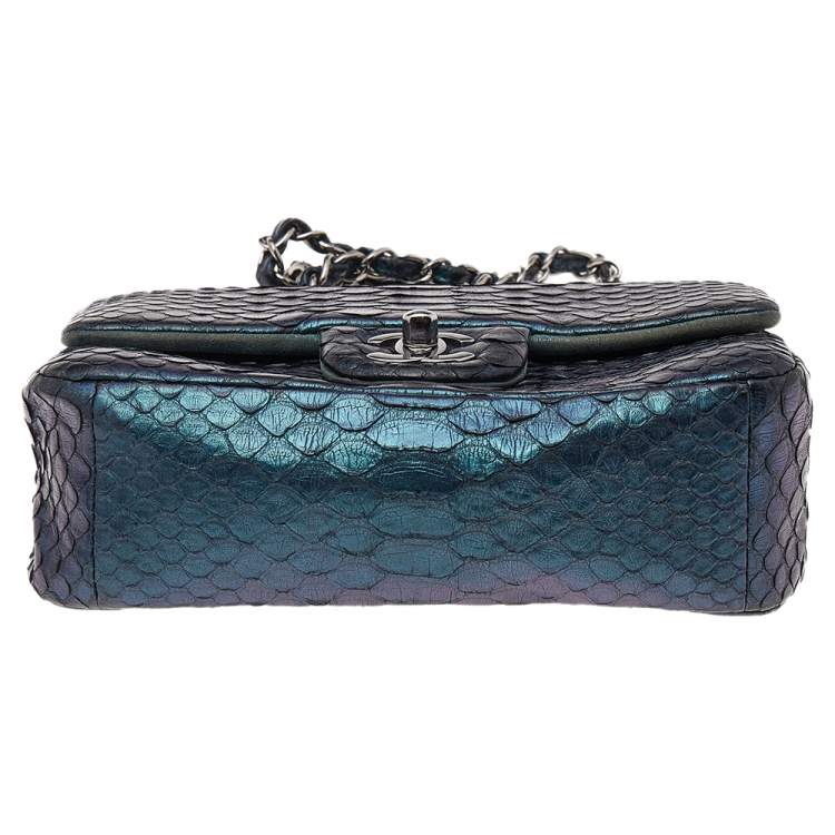 Pre Owned Chanel Iridescent Python Small Classic Single Flap Bag
