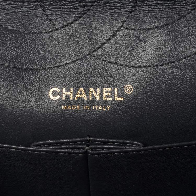 Pre Owned Chanel Dark Grey Quilted Patent Leather Reissue 2.55 Classic 227 Flap Bag