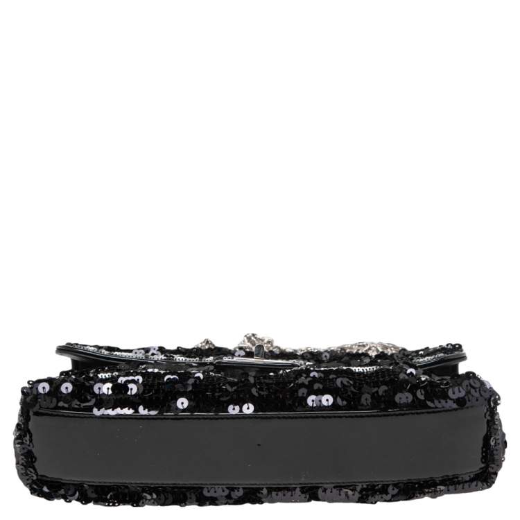 Pre Owned Chanel Black/White Sequins Reissue Shoulder Bag