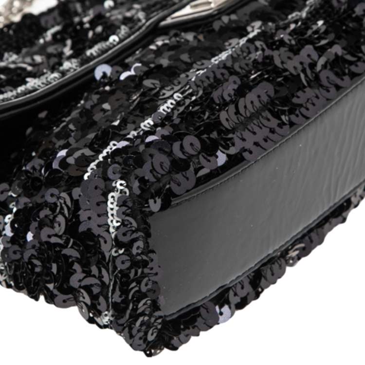 Pre Owned Chanel Black/White Sequins Reissue Shoulder Bag