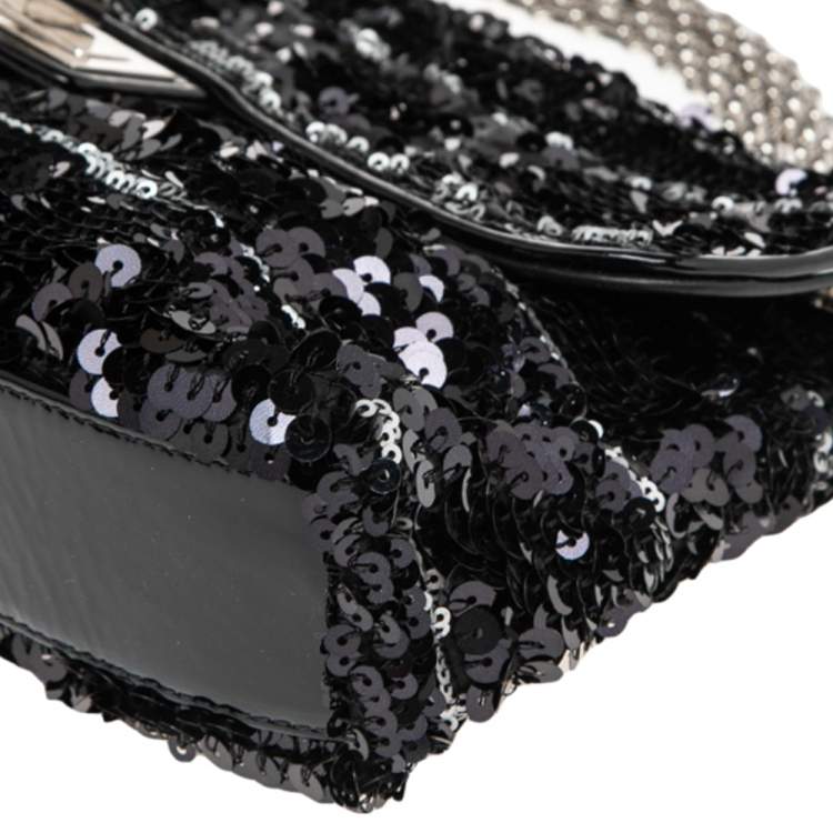 Pre Owned Chanel Black/White Sequins Reissue Shoulder Bag
