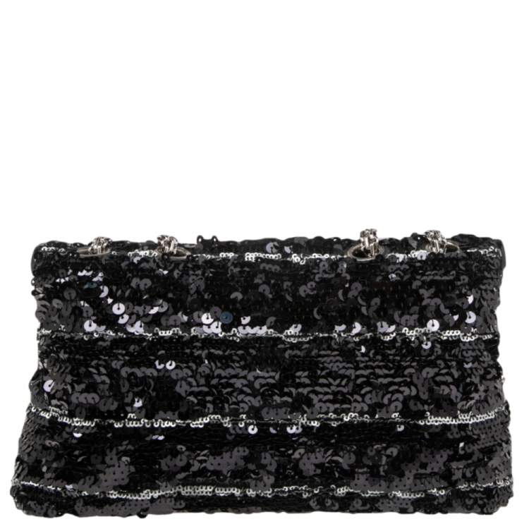 Pre Owned Chanel Black/White Sequins Reissue Shoulder Bag