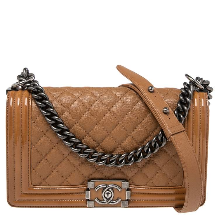Chanel Brown Quilted Leather Medium Boy Flap Bag Chanel