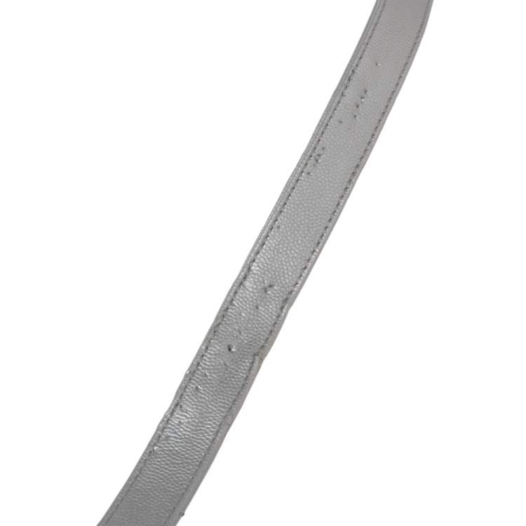 Pre Owned Chanel Metallic Grey Chevron Leather Medium Boy Flap Bag