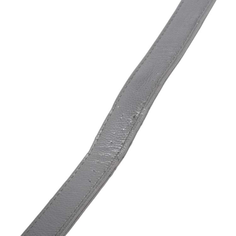 Pre Owned Chanel Metallic Grey Chevron Leather Medium Boy Flap Bag