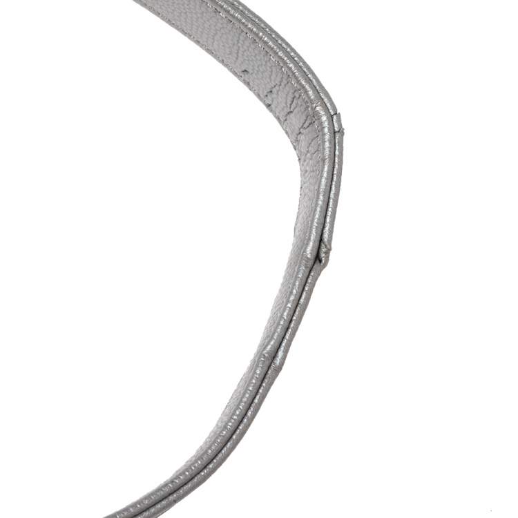 Pre Owned Chanel Metallic Grey Chevron Leather Medium Boy Flap Bag