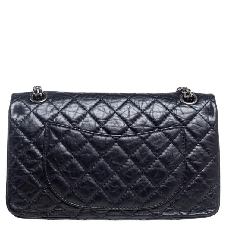 Pre Owned Chanel Black Quilted Aged Leather Reissue 2.55 Classic 225 Flap Bag