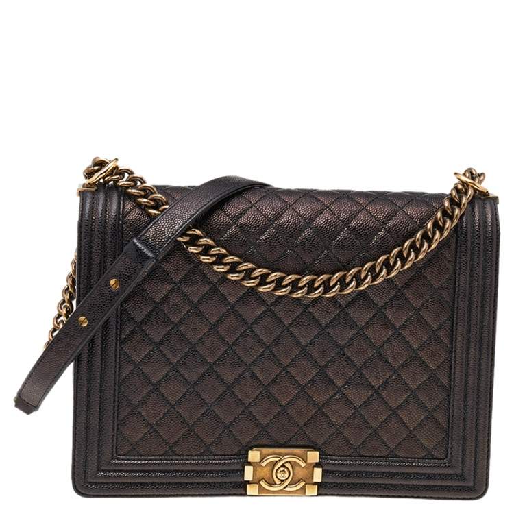 Chanel Black Quilted Lambskin New Medium Boy Flap Bag with gold
