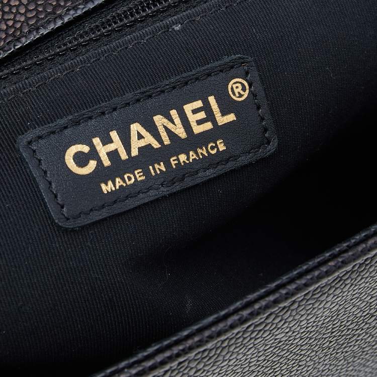 Pre Owned Chanel Black Quilted Caviar Leather Large Boy Bag