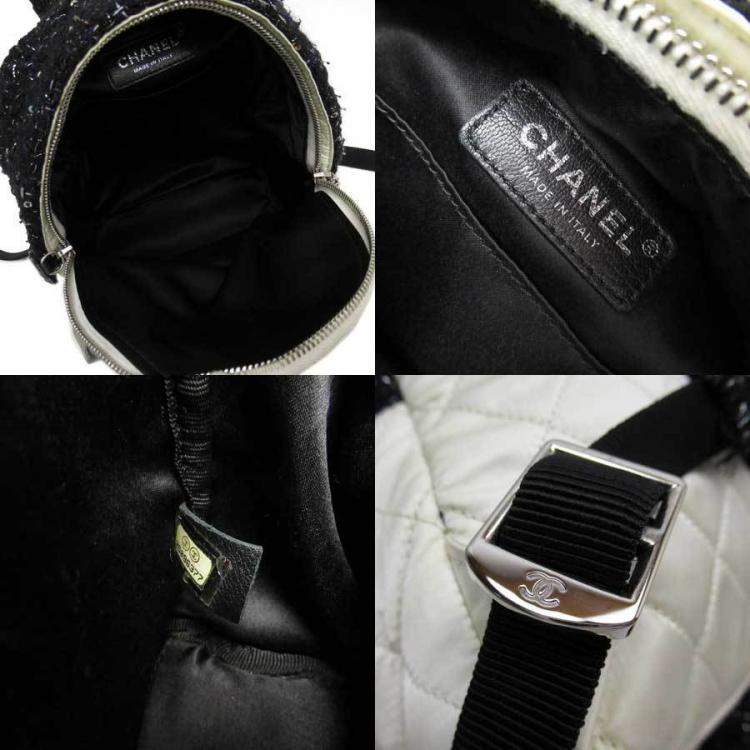 مملوكة مسبقًا Chanel White/Black Tweed Nylon Backpacks