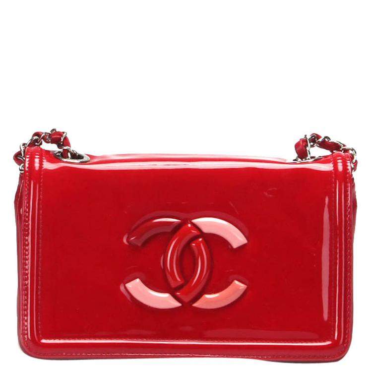 Chanel Red Patent Leather CC Lipstick Ligne Crossbody Bag Chanel