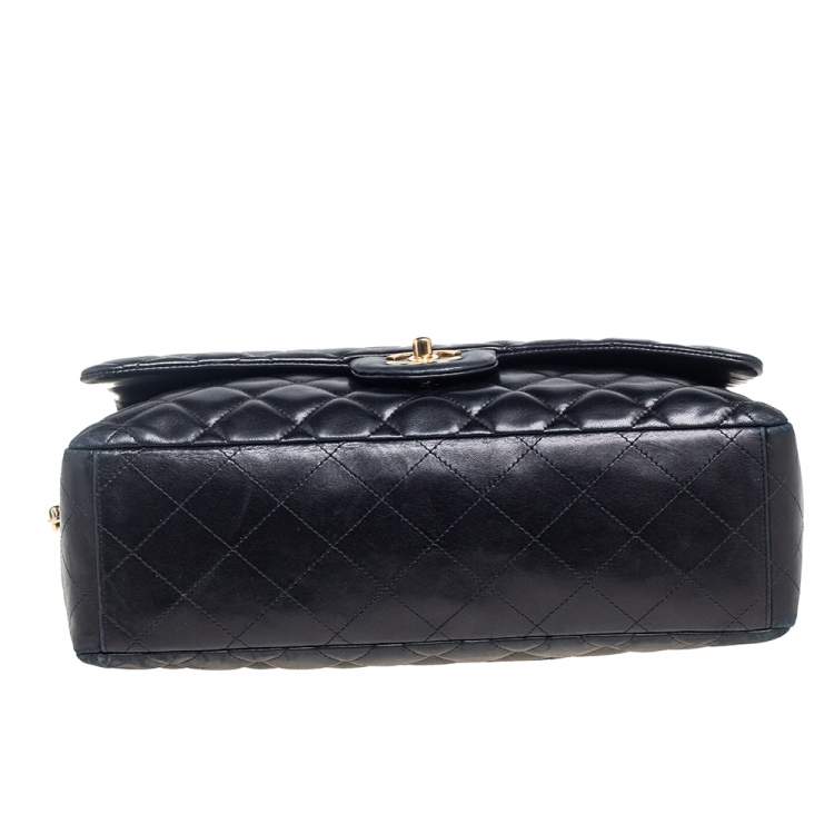 Pre Owned Chanel Black Quilted Leather Maxi Classic Single Flap Bag 