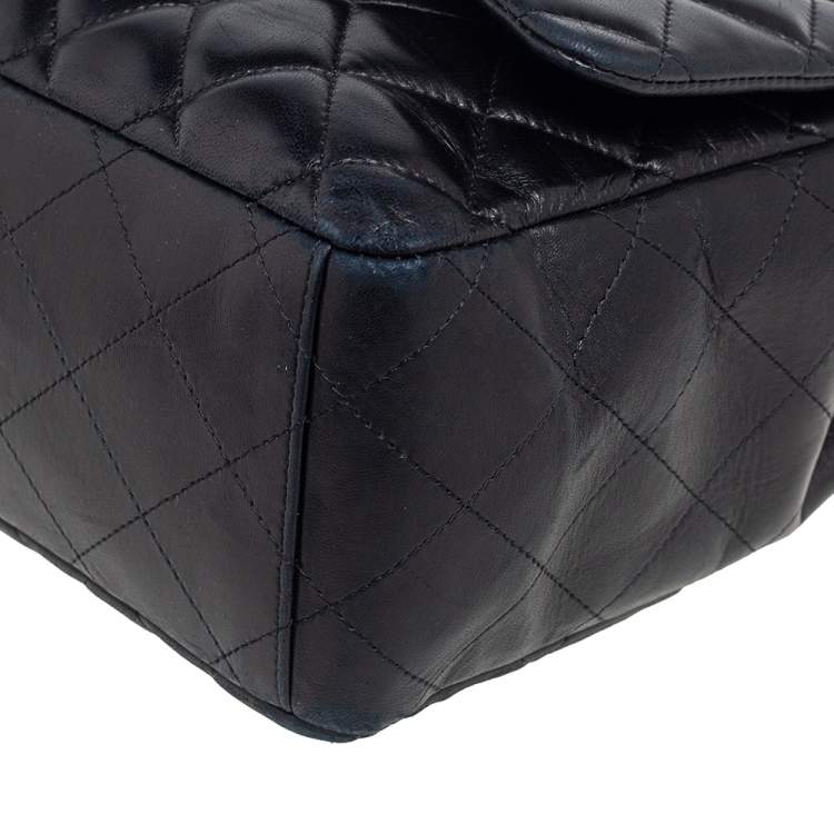 Pre Owned Chanel Black Quilted Leather Maxi Classic Single Flap Bag 