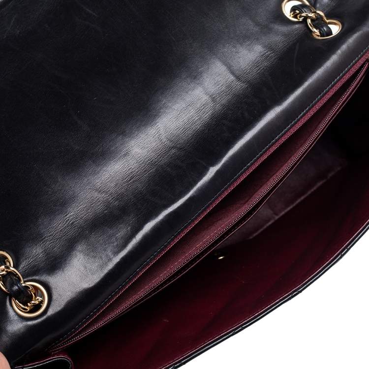 Pre Owned Chanel Black Quilted Leather Maxi Classic Single Flap Bag 