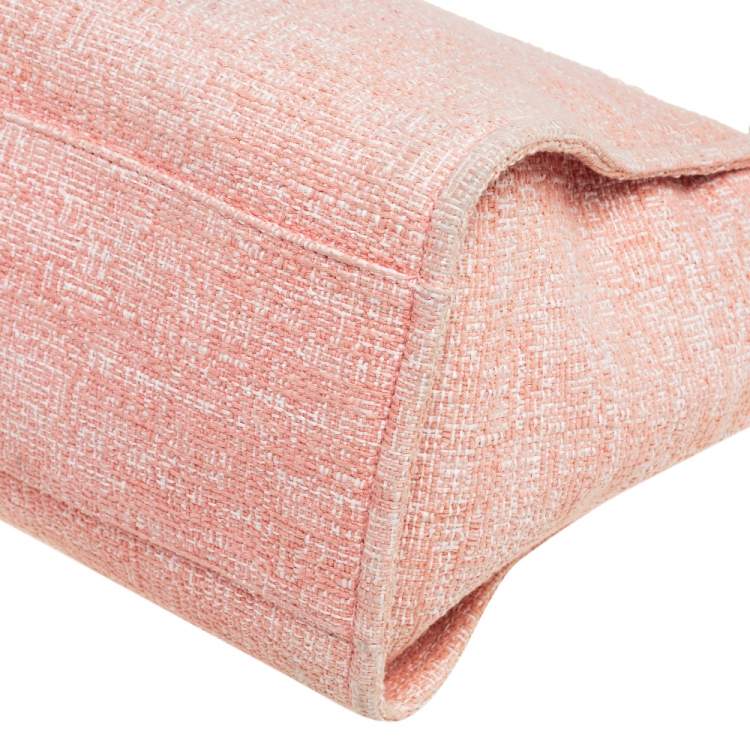 Pre Owned Chanel Pink Canvas and Leather Large Deauville Shopper Tote