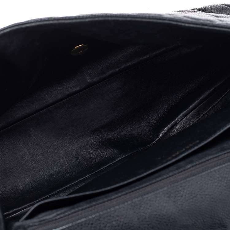 Pre Owned Chanel Black Quilted Caviar Leather Maxi Classic Single Flap Bag