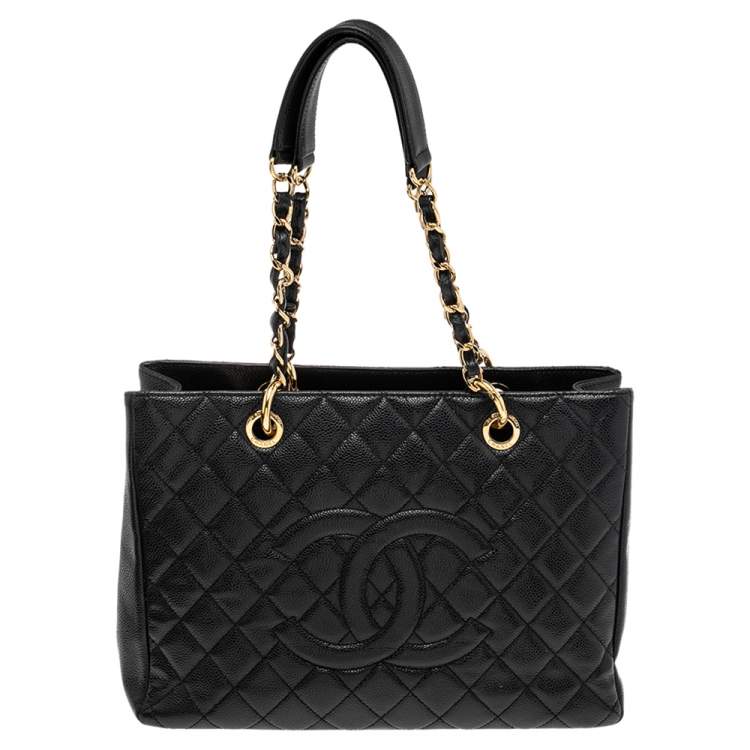 chanel black grand shopper tote