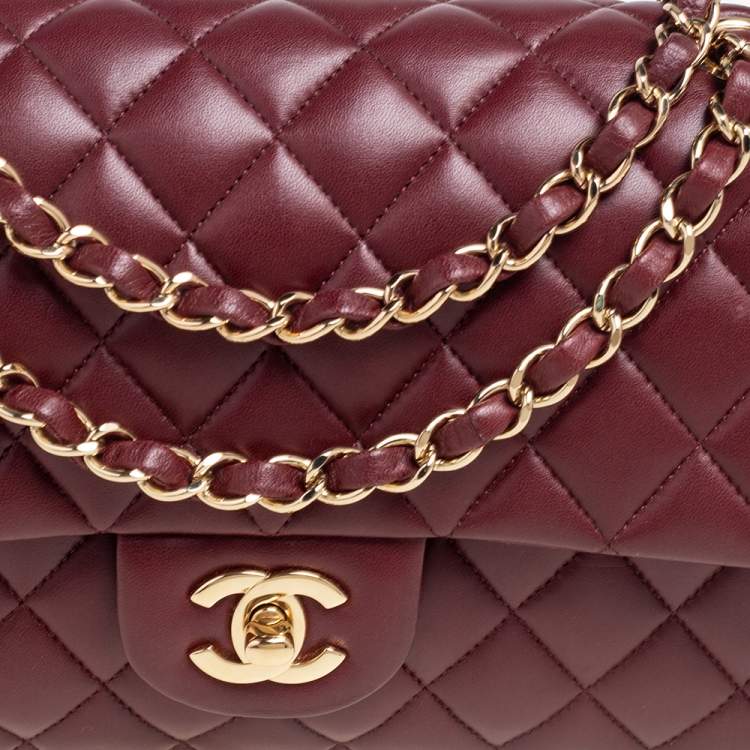 Pre Owned Chanel Red Quilted Leather Medium Classic Double Flap Bag