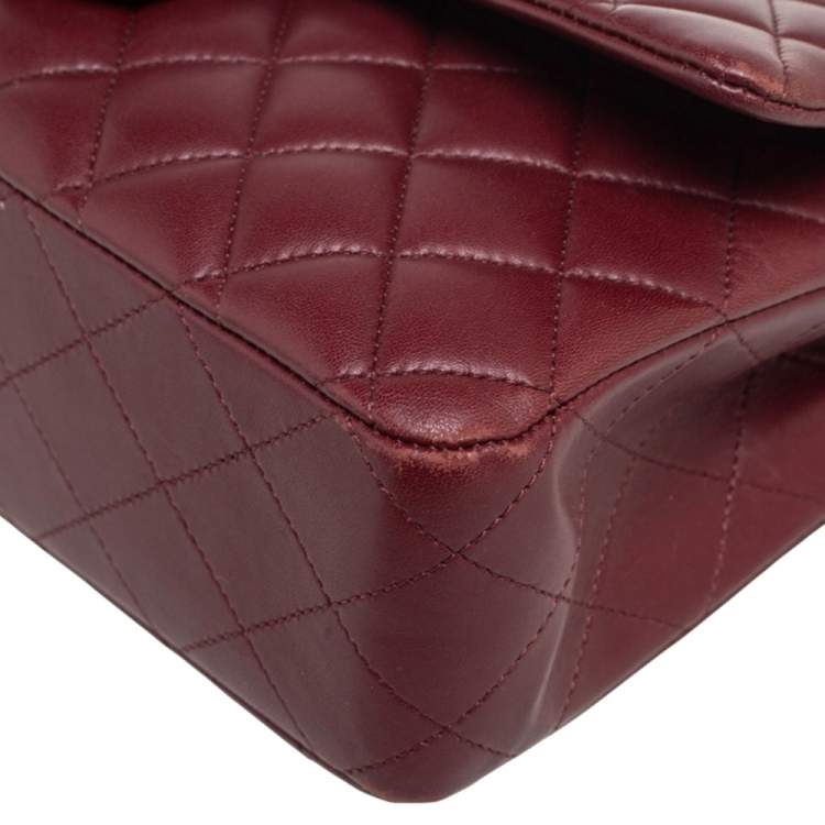 Pre Owned Chanel Red Quilted Leather Medium Classic Double Flap Bag