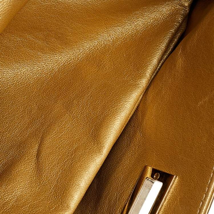 Pre Owned Chanel Gold Patent Leather Reissue 2.55 Clutch