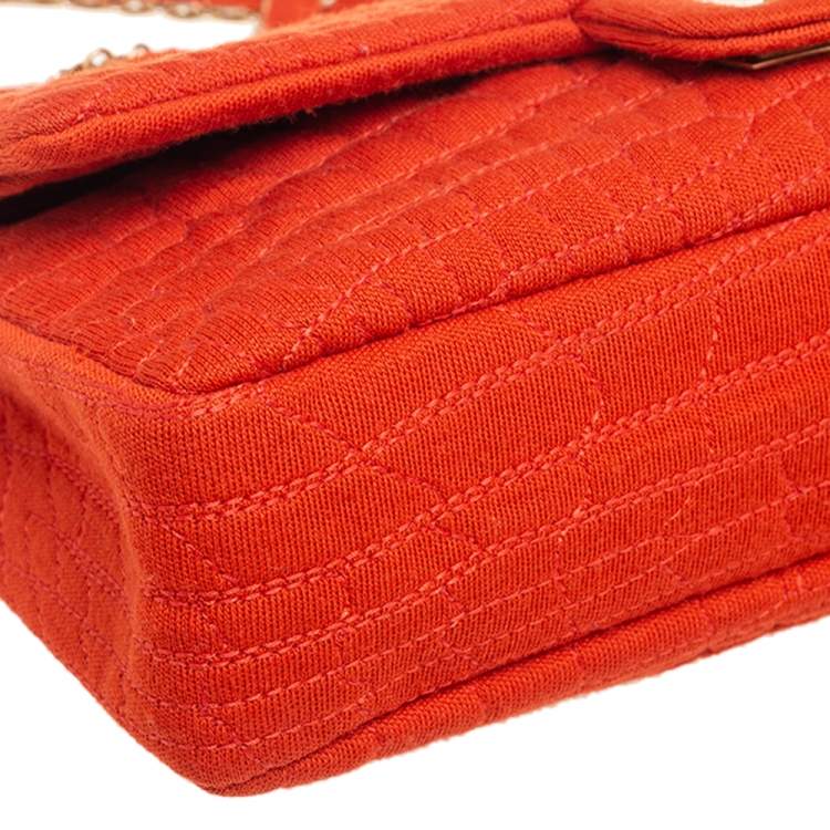 Pre Owned Chanel Orange Croc Quilted Jersey Reissue 225 Flap Bag